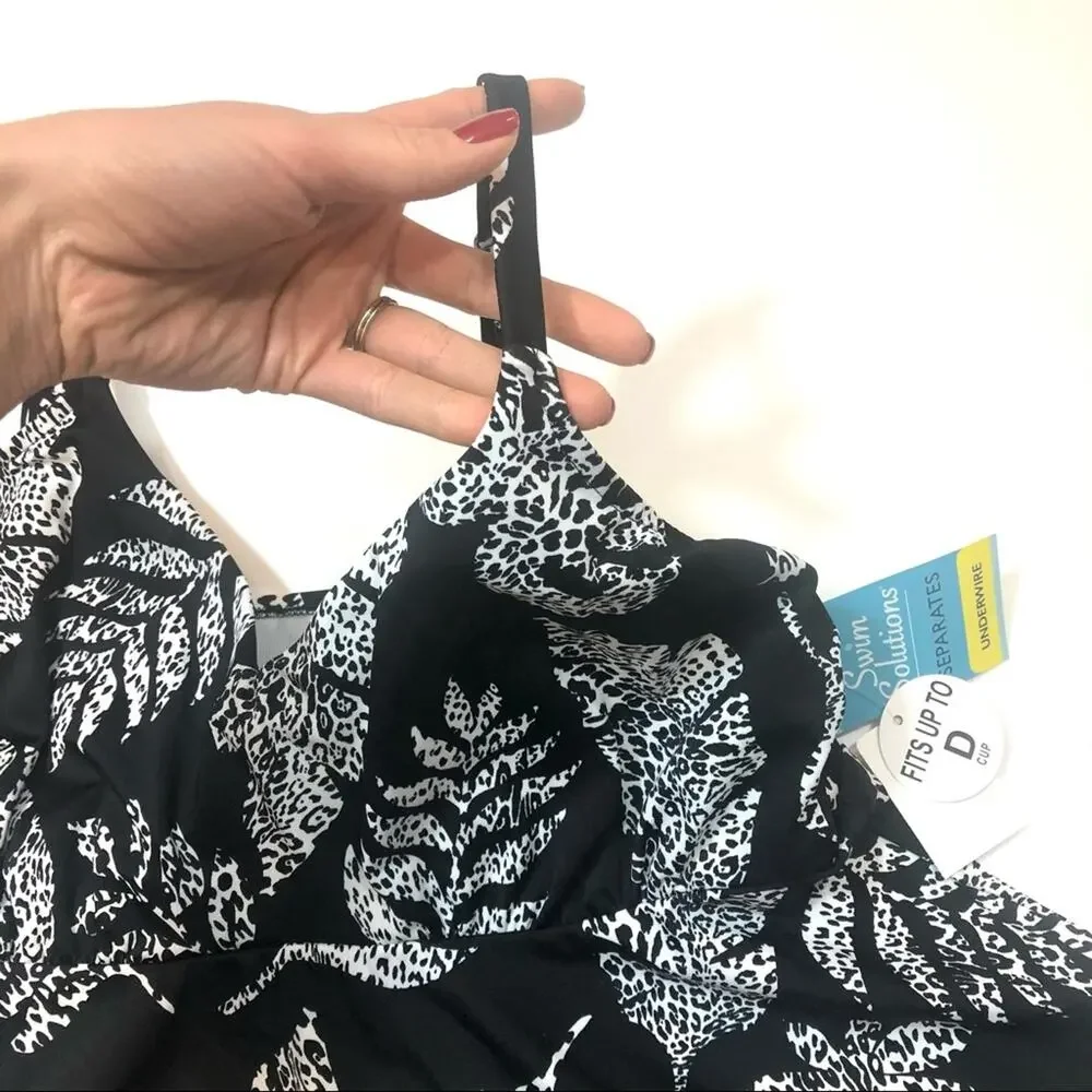 Swim solution leaves underwire tankini swim top